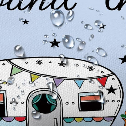 JAWO RV Shower Curtain, Happy Camper Shower Curtain for Travel Trailer, Farmhouse Camping Shower Curtain Hooks Included (47" W x 72" H), Aqua - color: Multi2, size: 47"W x 72"L (Pack of 1)