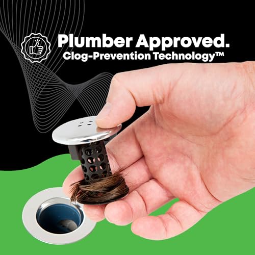 SinkShroom Chrome Edition Revolutionary Bathroom Sink Drain Protector Hair Catcher, Strainer, Snare, Black - color: Black