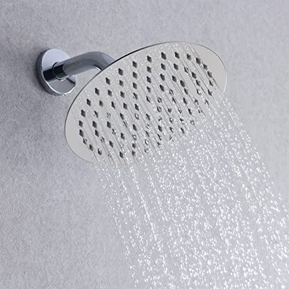SUMERAIN Rain Shower System with Waterfall Tub Spout, Chrome | Tub Shower Faucet Set, 8 inches Shower Head, Brass Hand Shower, Concealed Box Design, Easy to Maintain and Install - color: Chrome, size: 3 Function