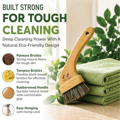 All-Natural Grout Brush Set | Wooden Cleaning Brush for Tile and Floor | Durable Floor Scrubber for Bathroom and Kitchen | Eco-Friendly Household Cleaning Tools – Pack of 2 - size: Pack of 2