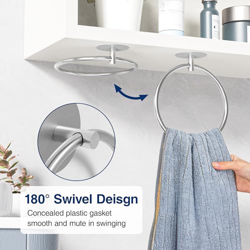 Nickel Brushed Bathroom Towel Ring - SUS304 Stainless Steel Bathroom Towel Rack, Susswiff Adhesive Wall Mounted Hand Towels Holder, Towel Hanger for Bathroom Organizer, Kitchen Storage - color: Nickel Brushed