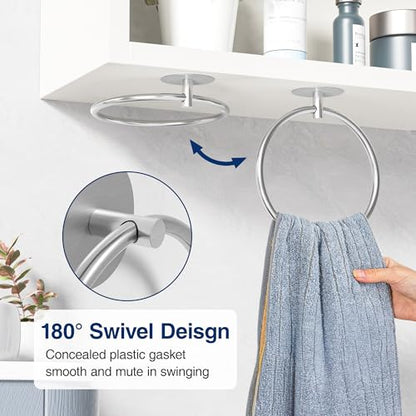 Nickel Brushed Bathroom Towel Ring - SUS304 Stainless Steel Bathroom Towel Rack, Susswiff Adhesive Wall Mounted Hand Towels Holder, Towel Hanger for Bathroom Organizer, Kitchen Storage - color: Nickel Brushed