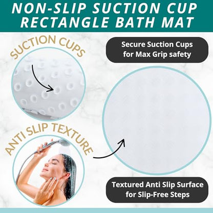 ENKOSI Non Slip Bath Mat for Tub and Shower Floors – Anti Slip Shower Mat with Secure Suction Cup Grip – Soft White Bathtub Mat for Inside Bath Tub and Smooth Bathroom Stalls (28x16 White) - color: White