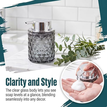 Malachi Foaming Hand Soap Dispenser, Refillable Clear Glass Foam Pump Bottle for Hand Soap, Dish Soap, Body Wash, Shampoo, Facial Cleanser & Baby Wash, Multi‑use for Bathroom, Kitchen & Commercial Use - color: Black