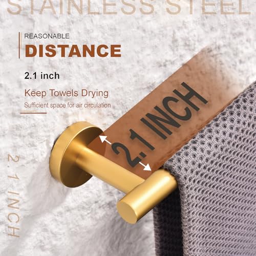 TASTOS Hand Towel Holder Towel Ring Brushed Gold, Premium Stainless Steel Hand Towel Bar Heavy Duty Wall Mounted Modern Bath Accessories, 9 Inch Towel Rack for Bathroom Kitchen - color: Brushed Gold