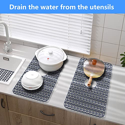 Sink Protectors for Kitchen Sink 26"x 14"Center Silicone Sink Mat | Protector for sinks and dish,Withstand to 500F,Food-grade silicone,Non-slip and raised feet,Dishwasher Washing - size: 26"x14" Center