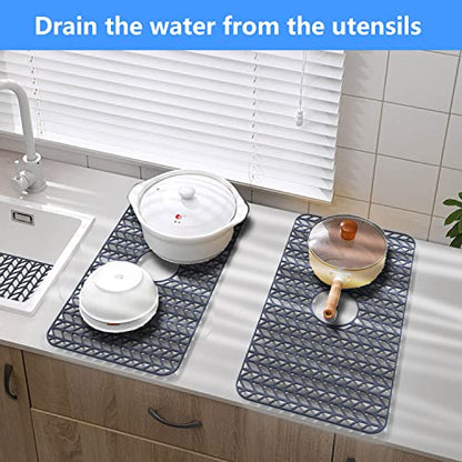 Sink Protectors for Kitchen Sink 26"x 14"Center Silicone Sink Mat | Protector for sinks and dish,Withstand to 500F,Food-grade silicone,Non-slip and raised feet,Dishwasher Washing - size: 26"x14" Center