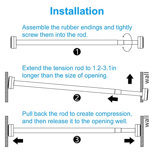 TEECK 2 Pack Shower Curtain Rod, 32-80 inch Adjustable Spring Tension Curtain Rod, Never Rust Anti-Slip Shower Curtain Rod for Bathroom, No Drilling, Never Collapse, Easy to Use, Silver - color: Silver, size: 32-80 Inches|2 pcs