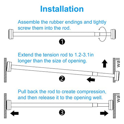TEECK 2 Pack Shower Curtain Rod, 32-80 inch Adjustable Spring Tension Curtain Rod, Never Rust Anti-Slip Shower Curtain Rod for Bathroom, No Drilling, Never Collapse, Easy to Use, Silver - color: Silver, size: 32-80 Inches|2 pcs