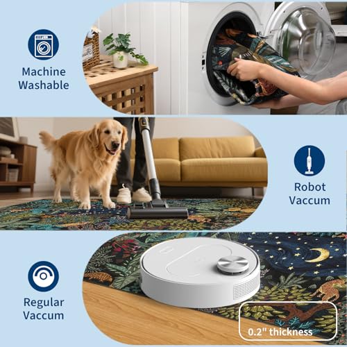 GarveeHome Jungle Animal Washable Area Rug - color: Blue, size: 2' x 10' (Rectangular)