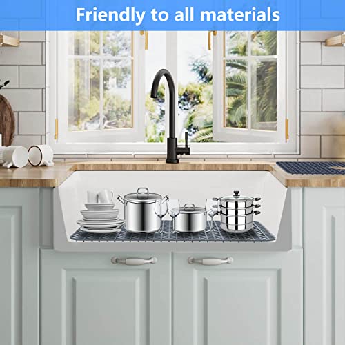 Sink Protectors for Kitchen Sink 28.6"x 14.5"Rear Silicone Sink Mat | Various sizes and styles,Protector for sinks and dish,Withstand to 500F,Food-grade silicone.Non-slip and raised feet - size: 28.6"x14.5"