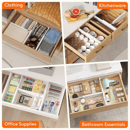 Lifewit 4" High Upgrade Drawer Divider, Adjustable Drawer Organizer Clothes | 13.5"-22" Expandable Plastic Drawer Separator for Dresser, Kitchen, Closet, Nursery, Office Organization & Storage, 5 Pack - size: 4"H, 13.5-22"L