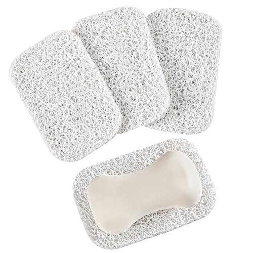 4 Pack Soap Holder Pad，Soap Holder for Kitchen & Bathroom，White Non-Slip Soap Lifting Pads for Soap Dish - color: White Soapdish Pad