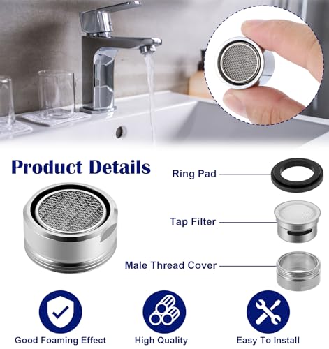 4PCS Kitchen Faucet Aerator Replacement, 15/16" & 55/64" Sink Aerator Replacement, Male & Female Thread Faucet Parts for Bathroom and Kitchen Sink