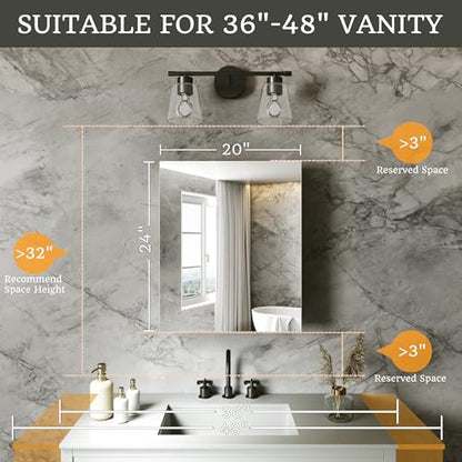 20 x 24 in Medicine Cabinet with Mirror and Side Panels, Silver | Surface or Recessed Medicine Cabinet Mirror with Storage, Adjustable Shelves, Aluminum Alloy Frame, Assembly Required - size: 20''x24''