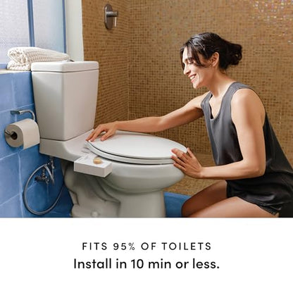 TUSHY Classic 3.0 Bidet Toilet Seat Attachment, Biscuit/Bamboo | Non-Electric, Self Cleaning Water Sprayer, Adjustable Pressure Nozzle, Angle Control, Easy Home Installation - color: Biscuit/Bamboo, style: Cool Water