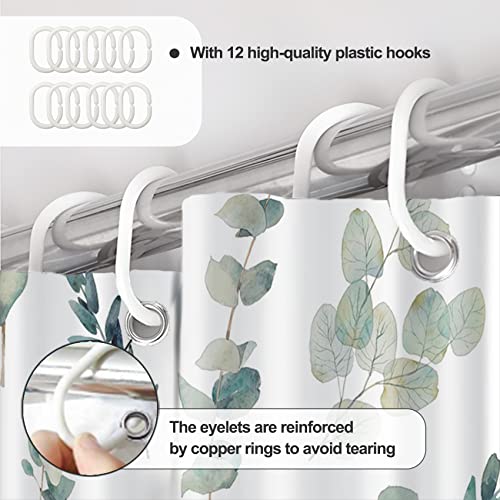 AWERT Shower Curtain Green Plants for Bathroom Waterproof Quick-Drying Eucalyptus Leaves Shower Curtain Set with Hooks 60x72 Inch - color: Sage Green, size: 60"W x 72"L (Pack of 1)