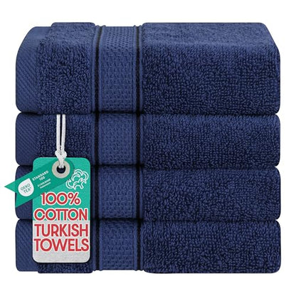 American Soft Linen Salem Washcloth Sets, 4 Piece Luxury 600 GSM 100% Cotton Washcloths for Bathroom, 13x13 inches Washrags Premium Quality Hand Face Towels, Navy Blue - color: Navy Blue, size: 13x13"
