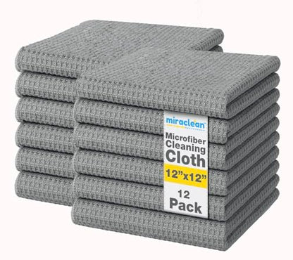 Waffle Weave Microfiber Cloths - 12 x 12 inches - Lint Free Cloth, Streak-Free Absorbent Microfiber Glasses Cleaning Cloth, Screens, Dusting & Appliances - 12 Pack Premium Cloth Wipes - size: 12 Pack