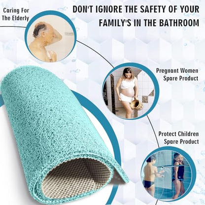 godehone Shower Mats Non Slip Without Suction Cups, PVC Loofah Bathroom Mats, Loofah Mats for Shower and Bathroom, Quick Drying, 23.6× 47.2 Inch, Light Green - color: Light Green, size: 47.2" x 23.6" (Rectangular)