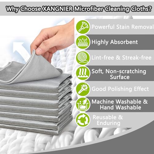 Microfiber Glass Cleaning Cloths,Lint Free,11.8"×11.8in,8 Pack | Streak Free Miracle Cleaning Cloth,Reusable Cleaner Towels for Kitchen,Windows,Stainless Steel,Mirror,Glasses,Car Windshields - color: Sliver-grey