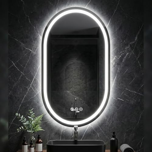 24"x40" LED Bathroom Mirror with Lights, Anti-Fog, Dimmable Backlit, Memory Function, Tempered Glass, Shatter-Proof, Lighted Vanity Mirror for Wall, Oval - size: 24"L x 40"W, style: Oval Style