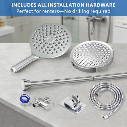 Dual Shower Head for Couples, 6" Fixed Rain Showerhead with 7.5" Large Handheld Shower Double Set, Renter-Friendly, Tandem Shower, SPA-Like, Gift for Women Men, Chrome - color: Chrome