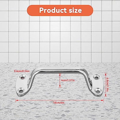 Bath Grab Bar, 6in Shower Grab Bar Stainless Steel Bathroom Handles Stairway Handrail Balance Bar Boat Yacht Handle Pull Shower Handle Safety Bar for Grab Bars Senior, Elderly, Handicap (2Pcs) - size: 2Pcs