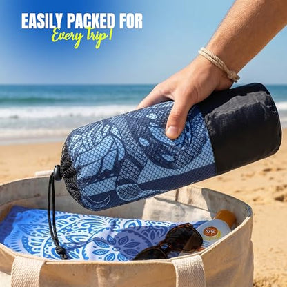 Utopia Towels Thin Microfiber Beach Towel with Travel Bag, 32x71 in (Octupus, Ocean Mandala) - color: Octopus & Ocean Mandala