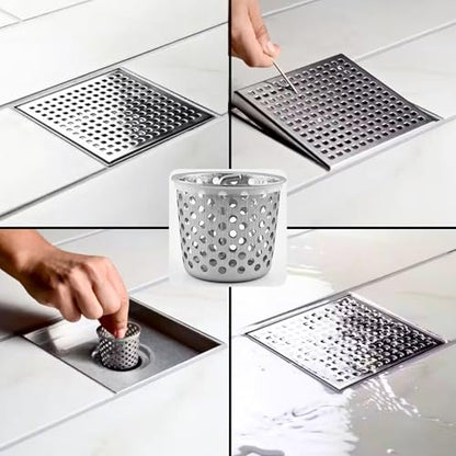 Shower Drain Strainer for Oatey Designline Shower Drain, Linear and Square with Shower Drain Key for Drain Grate Removal, Stainless Steel - color: Stainless Steel