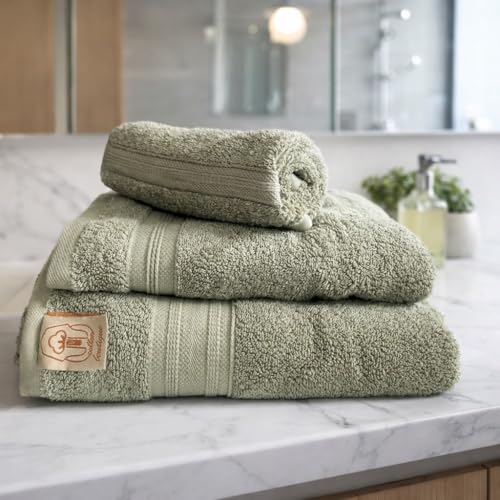 100% Egyptian Cotton Towel Set, 600 GSM, Double Twisted Yarns, Ultra Soft & Highly Absorbent Towels, Made in Egypt. (Pistachio, Single Set Cotton Towels) - color: Pistachio
