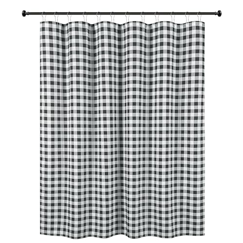 Biscaynebay Extra Long Black and White Shower Curtain for Bathroom 72" W X 84" L, Printed Checkered Linen Farmhouse Boho Hotel Quality Cloth Bathroom Curtains Machine Washable - color: Black White, size: 72"W x 84"L (Pack of 1)