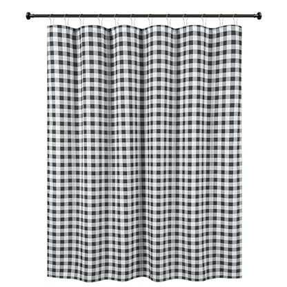 Biscaynebay Textured Fabric Shower Curtains 72" X 72", Black & White Printed Checkered Linen Modern Farmhouse Boho Hotel Quality Cloth Bathroom Curtains Machine Washable - color: Black White, size: 72"W x 72"L (Pack of 1)