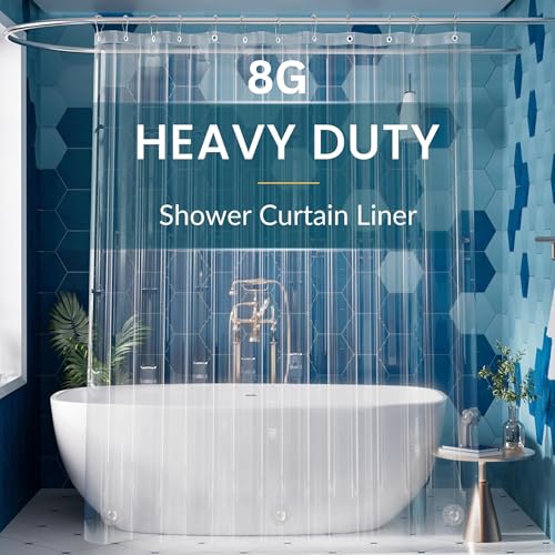 Paramexview® Shower Curtain Liner Clear 72x72 Heavy Duty and Premium PEVA Non-Toxic 8G Thickness Pre-Hooked 12 Metal Groomets PEVA Shower Curtain Liner with 3 Rustroof Magnet Weights