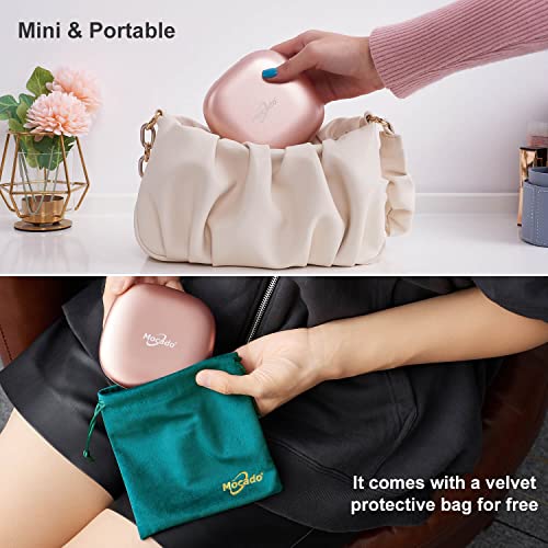 Mocado Compact LED Magnifying Travel Makeup-Mirror - 4 inches 1X/10X Magnification Small Hand Pocket Dimmable Double Sided USB Rechargeable Touch Screen, Portable Tabletop Cosmetic (Rose Gold) | Double Sides Lighted,3 Colors Lighting,0-100% Brightness, Di