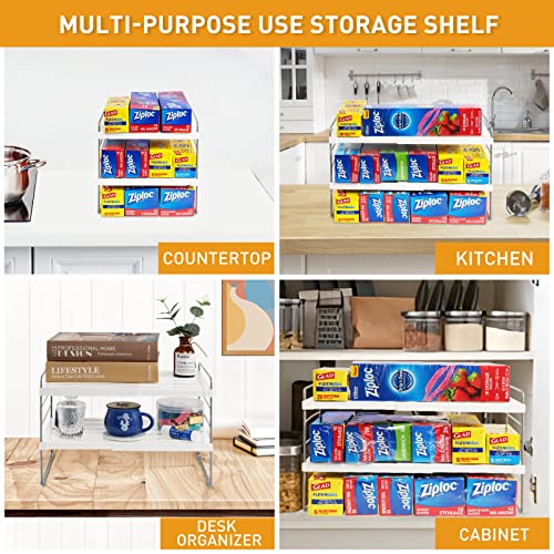 2 Pack Pantry Organization and Storage, Expandable Foil and Plastic Wrap Organizer, Adjustable Kitchen Wrap Organizer Rack for Cabinet, Foil Saran Wrap Holder Shelf for Sandwich Plastic Bags Box, - size: 2 Pack
