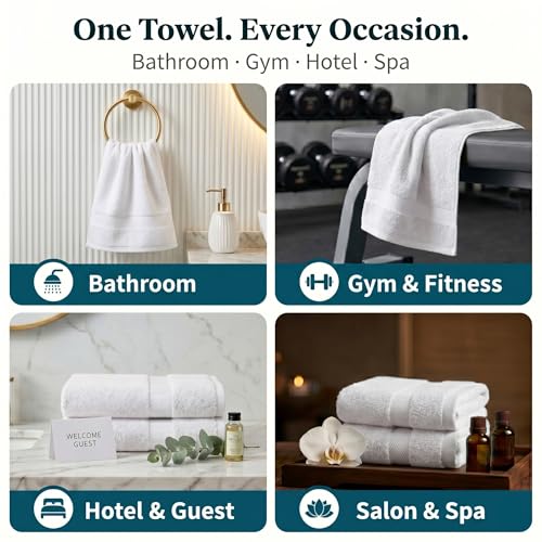 Sofea Hand Towels 6 Pack (16 x 28 Inches) 100% Cotton Bathroom Towels, Soft Absorbent Quick Dry Hand Towels for Bathroom Kitchen - color: White