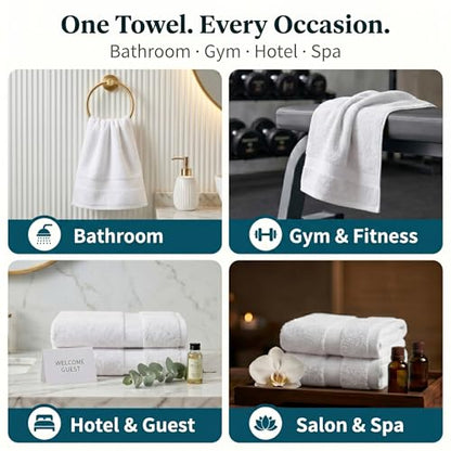 Sofea Hand Towels 6 Pack (16 x 28 Inches) 100% Cotton Bathroom Towels, Soft Absorbent Quick Dry Hand Towels for Bathroom Kitchen - color: White