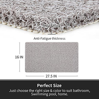 Nonslip Bathtub Mat, Anti Slip Bath Mat 0.6" Extra Thick, Quick Dry Bath Tub Anti Slip Shower Mat, Loofah Non-Slip Bath Mat for Tub Bathroom Pool Kitchen Entryway Home Hotel(Light Gray 16x27) - color: Light Grey, size: 27" x 16" (Rectangular)