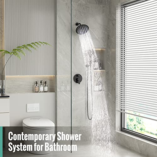 SR SUN RISE Shower Faucet - 8 Inch Multifunctional High Pressure Shower Head System with Handheld Shower Head Fixtures - Valve Included - Matte Black - color: Matte Black, size: 8 Inch