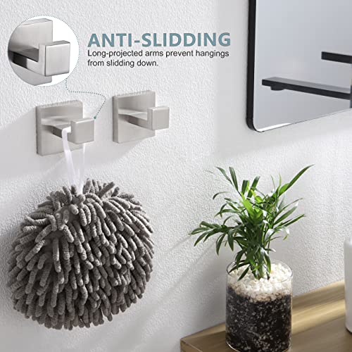 KOKOSIRI Bath Towel Hook Wall Mount Square Robe Hook Coat Hook, Bathroom Kitchen Garage Heavy Duty Wall Mounted, SUS 304 Stainless Steel, Brushed Nickel, B1010BR-P2 - color: Brushed Nickel, size: 2 Pack