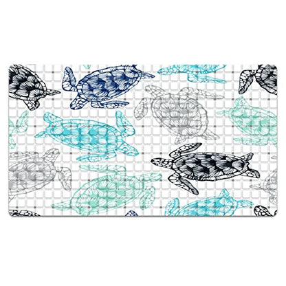Bath Tub Mat Non Slip Shower Mat Colorful Hand Drawn Sea Turtle Extra Long Bathtub Mat 26.8x15 inches Bathroom Bath Mat with Suction Cups Drain Holes Machine Washable - color: Colorful Hand Drawn Sea Turtle