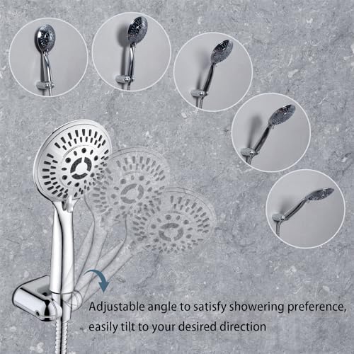 BRIGHT SHOWERS Shower Head Holder Wall Mount, Adjustable Handheld Shower Wand Holder with Universal Fit and Angle Adjustment, Chrome - color: Chrome, style: Screw Mount - Multi-Angle