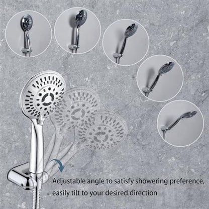 BRIGHT SHOWERS Shower Head Holder Wall Mount, Adjustable Handheld Shower Wand Holder with Universal Fit and Angle Adjustment, Chrome - color: Chrome, style: Screw Mount - Multi-Angle