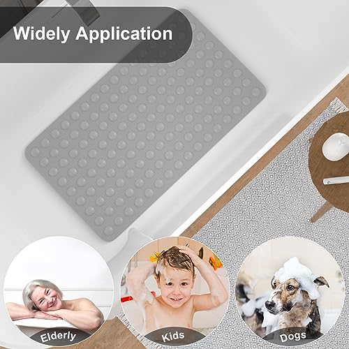 JOYCANO Rubber Bathtub Mat Non Slip, Baby Bath Mat for Tub, Shower Mat Non Slip PVC-Free, Strong Suction and Textured Surface, Non-Toxic, No Chemical Smells, for Kids Elderly Dogs, Grey - color: Grey