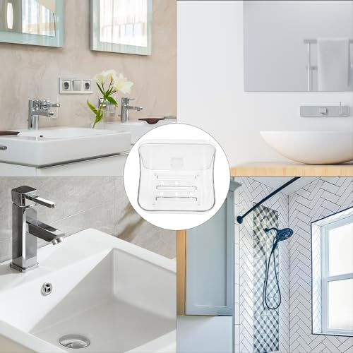 Self Adhesive Soap Dish Wall Mounted, Plastic Soap Saver, Sponge Soap Holder for Shower Wall, Bathroom, Kitchen ((Clear B)) - size: 2