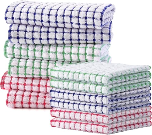 6 Pack Waffle Weave Hand Face Head Towel 12x12 Inches Soft Absorbent Kitchen Dish Tea Towel Bath Guest Gym Washcloths Multi Purpose Towels (Random Color)