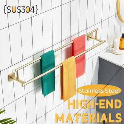 KOKOSIRI Bath Towel Bars 36-Inch Double Towel Rails Overlength Bathroom Racks for Cabinet Kitchen Brushed Gold Stainless Steel B5009BG-L36 - color: Brushed Gold, size: 36-Inch