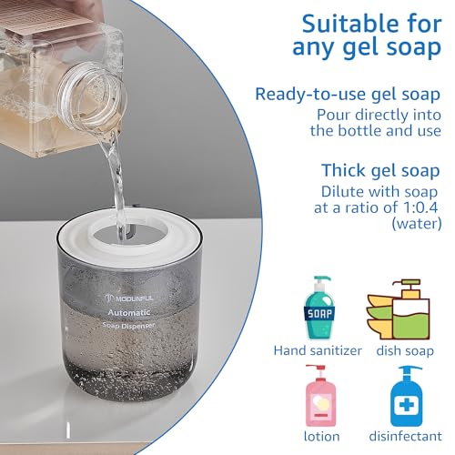 Automatic Soap Dispenser for Kitchen Sink - Wall-Mount & Countertop White | 4-Level Adjustable,13.5oz Clear Plastic IPX5 Rechargeable, Suitable for Bathroom - color: White.l