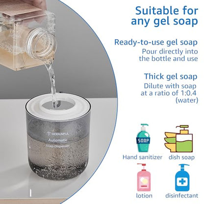 Automatic Soap Dispenser for Kitchen Sink - Wall-Mount & Countertop White | 4-Level Adjustable,13.5oz Clear Plastic IPX5 Rechargeable, Suitable for Bathroom - color: White.l